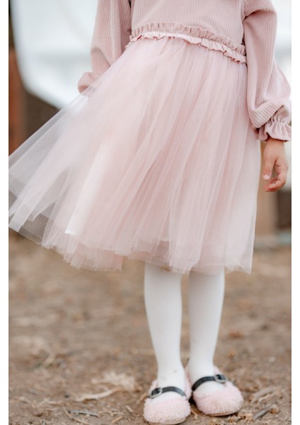 Rosa Kadife Kabarık Tüllü Kız Çocuk Elbise Pembe fiyatları