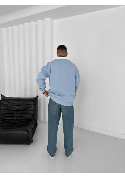 Argentına Polo Yaka Yarım Fermuar Oversize Taraftar Sweatshirt fırsatları