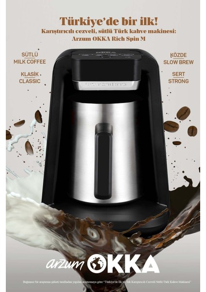 Krom Türk Kahve Makinesi Okka Rich Spin M Sütlü, Kaliteli ve Şık Tasarım modelleri