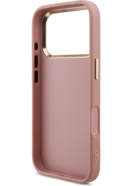 iPhone 17 Pro Uyumlu Kılıf Guess Orjinal Lisanslı 4g Büyük Metal Logolu Glitter Kapak Pembe
