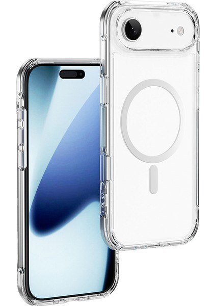 iPhone 17 Air Kılıf M-Safe Şarj Özellikli Wiwu MCC-702 Titanyum Pro Serisi Sert Pc Kapak Şeffaf
