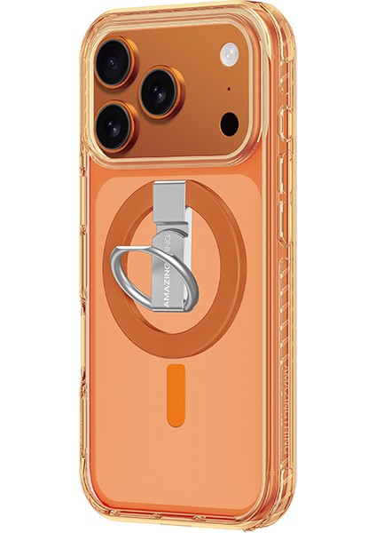 iPhone 17 Pro Max Kılıf M-Safe Uyumlu Yüzük Standlı Amazingthing Titan Pro Serisi Kapak Turuncu fiyatları