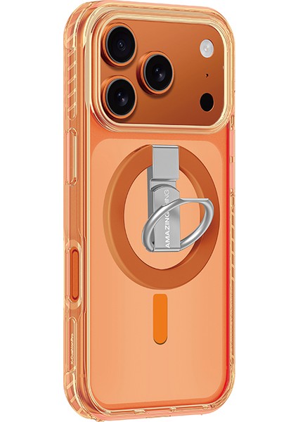 iPhone 17 Pro Max Kılıf M-Safe Uyumlu Yüzük Standlı Amazingthing Titan Pro Serisi Kapak Turuncu fırsatları