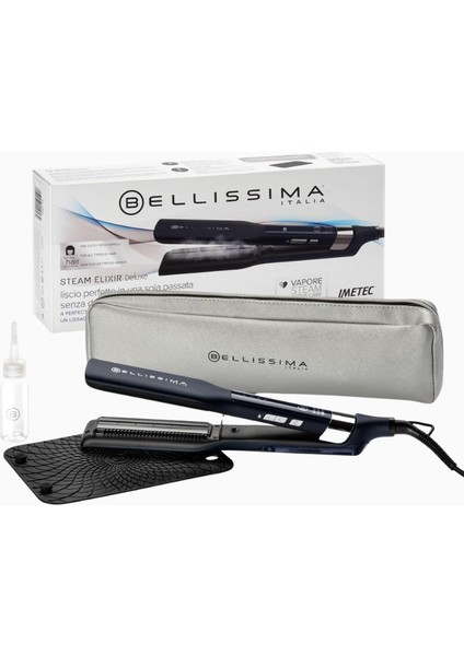 Bellıssıma Steam Elixir Deluxe Buharlı Saç Düzleştirici, Keratin-Seramik, 4 Sıcaklık