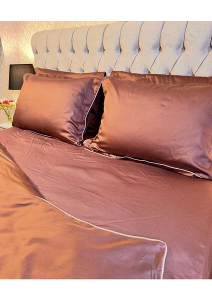 Acı Kahve Renkli Pamuk-Saten Yastık Kılıfı