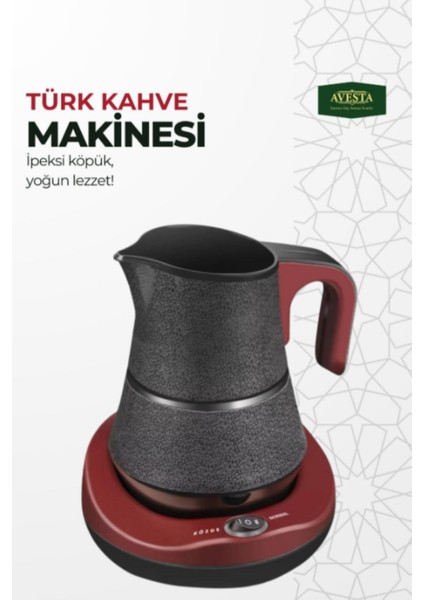 600W 0.5l Türk Kahve Makinesi, Şık Bordo Tasarım, Keyifli Kahve Deneyimi