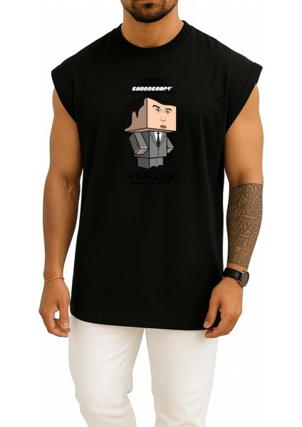 Oversize Sherlock Holmes Arthur Conan Doyle Illustration Göğüs Tasarımlı Atlet