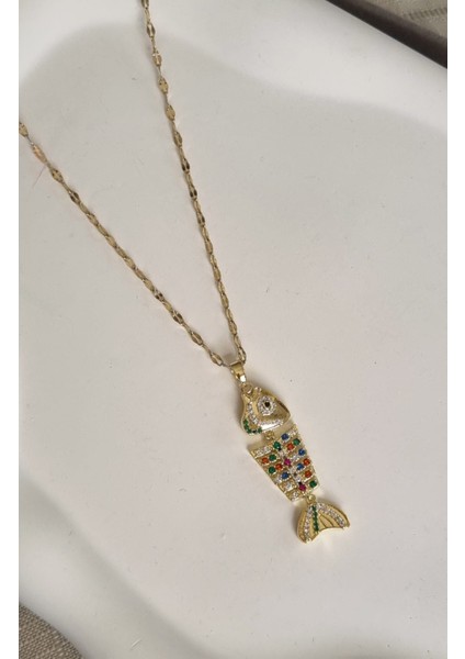 Premium 316L Paslanmaz Çelik Hareketli Zirkon Taşlı Balık Kolye fiyatları