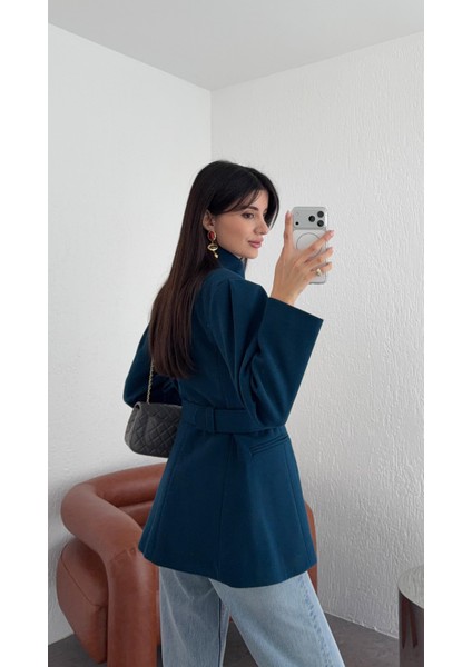 Petrol Mavisi Kısa Kaşe Kaban fiyatları