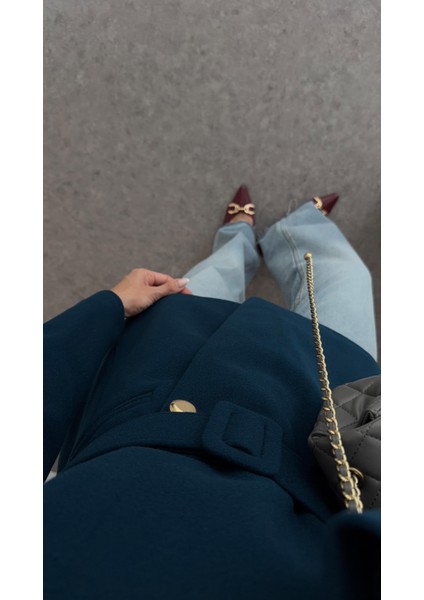 Petrol Mavisi Kısa Kaşe Kaban fırsatları