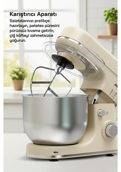 Güçlü 1300W, 6 Litre Kapasiteli Şık Stand Mikser, Mutfağınıza Kolaylık Sağlar fırsatları