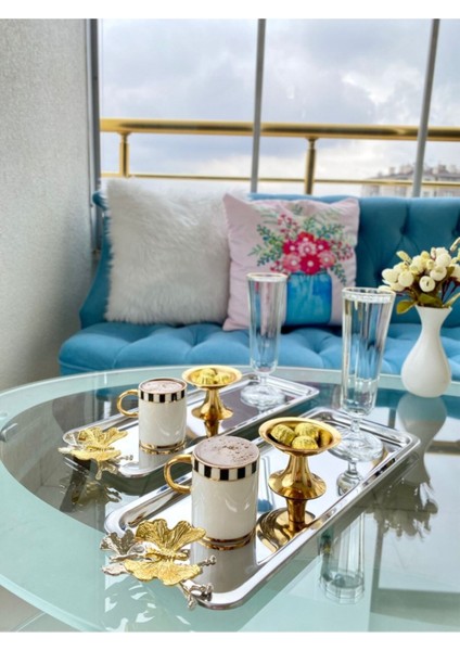 6'lı Paslanmaz Çelik Kelebekli Servis ve Sunum Tepsisi, Şık ve Dayanıklı Set modelleri