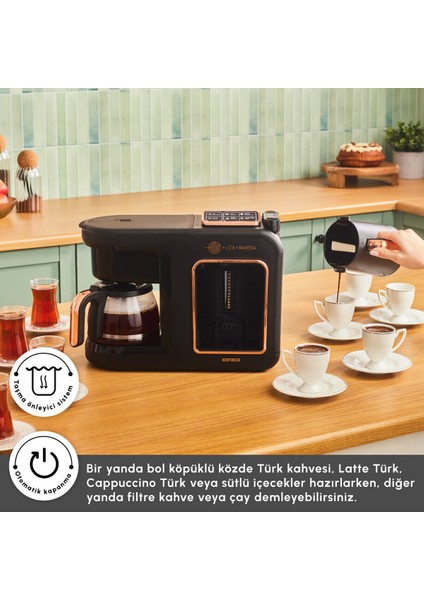 6 In 1 Kahve ve Çay Makinesi, Sütlü, Latte, Cappuccino, Türk Kahvesi ve Çay Hazırlama modelleri