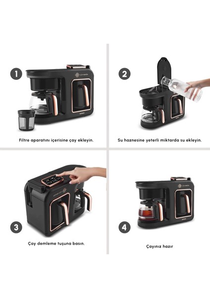 6 In 1 Kahve ve Çay Makinesi, Sütlü, Latte, Cappuccino, Türk Kahvesi ve Çay Hazırlama