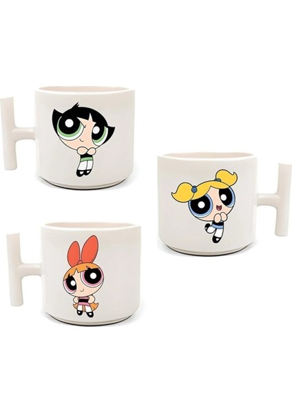 El Yapımı 3’lü Tasarımlı, Baskılı Kulplu Fincan Seti, Şık ve Kullanışlı.