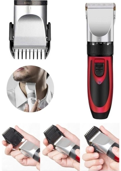 Çift Bataryalı Yeni Nesil Çok Fonksiyonlu Tıraş Makinesi Seti Kırmızı modelleri