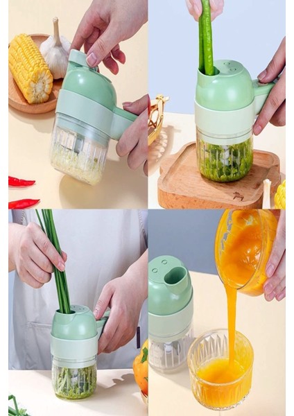 Kablosuz Mini Rondo Doğrayıcı Blender, Şarjlı, Yeşil, Pratik ve Hızlı Kullanım