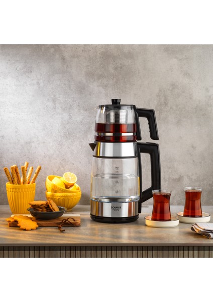 Elektrikli Cam Çay Makinesi, Gümüş Renk, Pratik ve Şık Tasarım