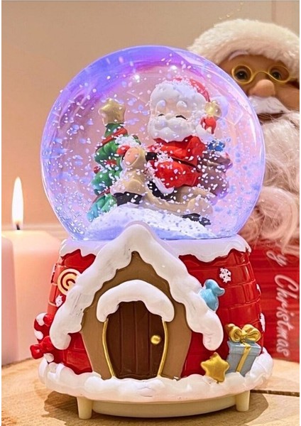 Yılbaşı 2026 Noel Baba Temalı 13 cm Orta Boy Işıklı Müzikli Kar Küresi Yılbaşı Hediyesi 59A