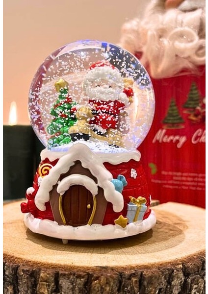 Yılbaşı 2026 Noel Baba Temalı 13 cm Orta Boy Işıklı Müzikli Kar Küresi Yılbaşı Hediyesi 59A