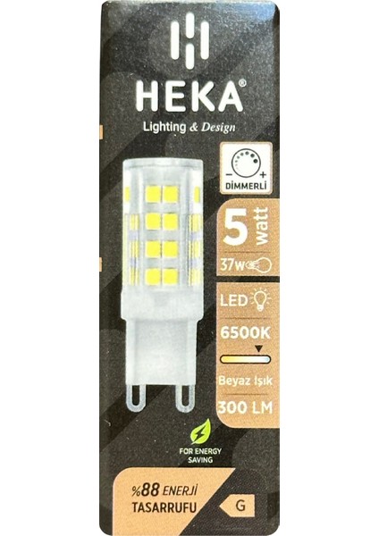 (2 Adet) Heka 5W (37W) 6500K (Beyaz Işık) G9 Duylu Dim Edilebilir LED Kapsül Ampul fiyatları