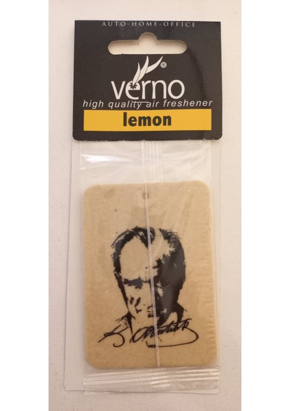 Atatürk Portreli ve Imzalı Oto Dekoratif Koku Araba Kokusu Limon