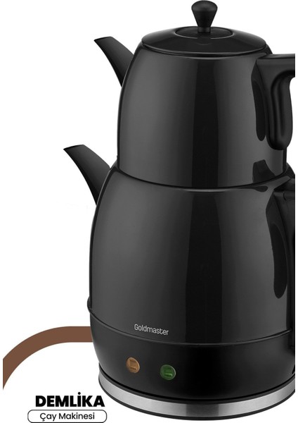 Siyah Xl Geniş Hazneli Paslanmaz Çay ve Su Isıtıcı, Damlatmaz Özellikli