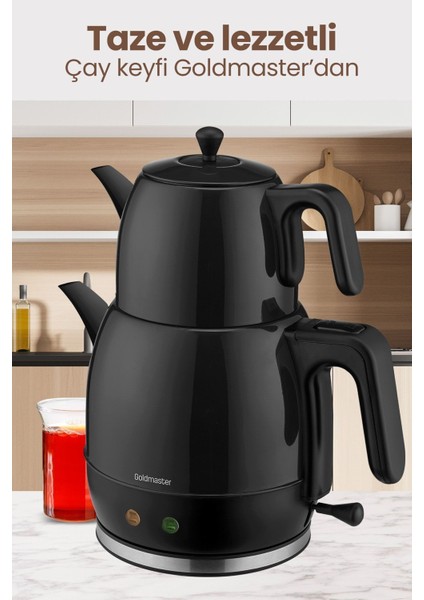Siyah Xl Geniş Hazneli Paslanmaz Çay ve Su Isıtıcı, Damlatmaz Özellikli indirimleri
