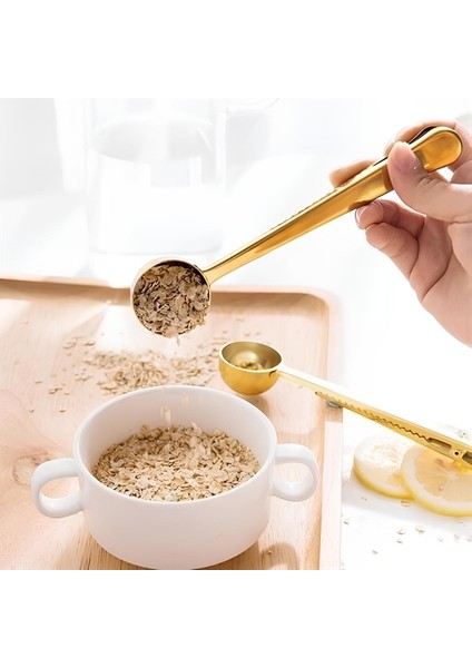 Mandallı Kahve Ölçü Kaşığı Gold Çok Fonksiyonlu Paslanmaz Çelik Kaşık fiyatları