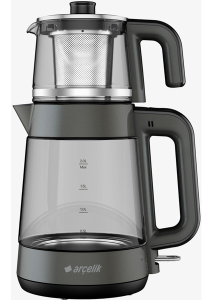 Gri LED Işıklı Cam Kettle Çay ve Su Isıtıcı, Şık ve Kullanışlı Tasarım