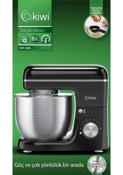 5,3 Litre 1300W 8 Hızlı Stand Mikser, Hamur Yoğurma ve Mutfak Şefi