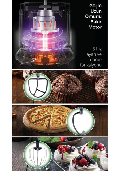 5,3 Litre 1300W 8 Hızlı Stand Mikser, Hamur Yoğurma ve Mutfak Şefi fiyatları