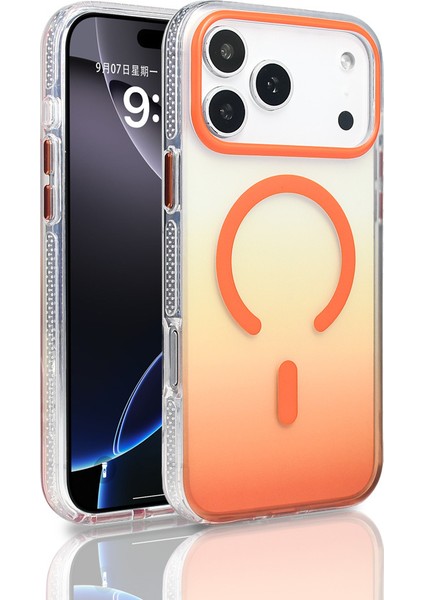 Apple iPhone 17 Pro Max Kılıf M-Safe Şarj Özellikli Transparan Renk Geçişli Zore Toros Kapak