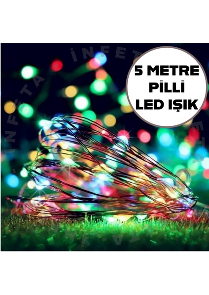 5 Metre Pilli Renkli Peri LED Işık Dekoratif LED Işık