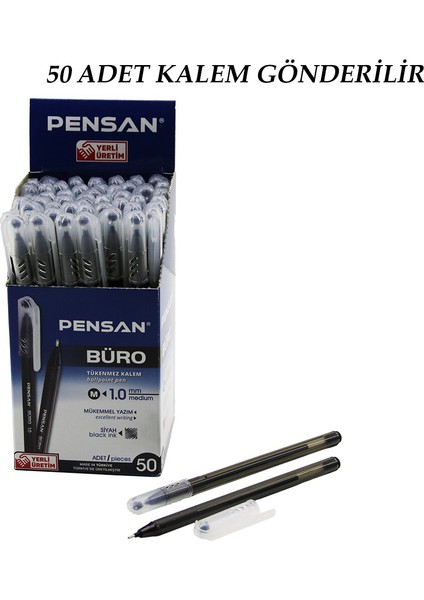 50 Adet Pensan Büro Siyah Tükenmez Kalem M-Medium - 1.0mm Uç (5224) fiyatları