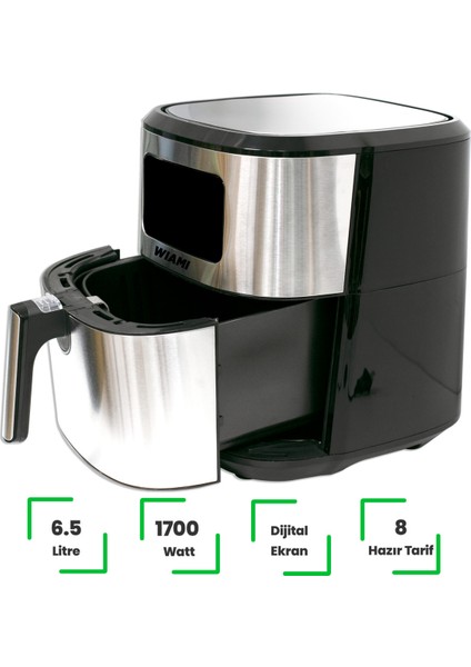 6.5 L Akıllı Yağsız Hava Fritözü, Metalik Şık Tasarım fırsatları