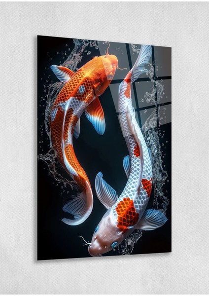 Koi Balığı Cam Tablo – Japon Sanatı Temalı, Uyum ve Şans Simgesi, 4mm Temperli Cam, Zen ve Feng Shui Duvar Dekoru fiyatları