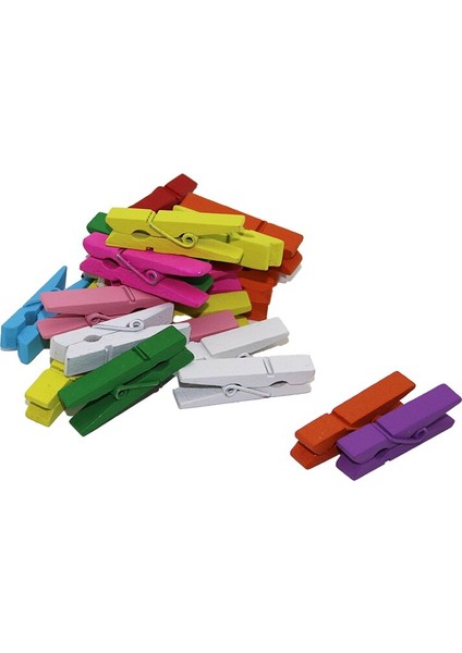 288 Adet Mini Renkli Ahşap Fotoğraf - Süs - Sunum Mandalı (5224)