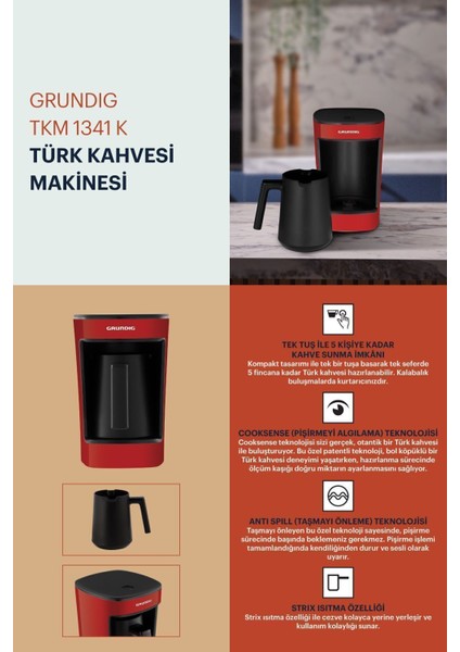 Kırmızı Türk Kahve Makinesi, 5 Fincan Kapasiteli, Şık ve Kullanışlı Tasarım indirimleri