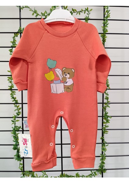 Erselbaby Bebek Pamuklu Ayıcık Baskılı Tulum - Uzun Kollu ve Rahat
