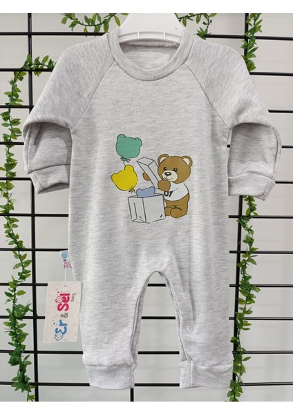 Erselbaby Bebek Pamuklu Ayıcık Baskılı Tulum - Uzun Kollu ve Rahat