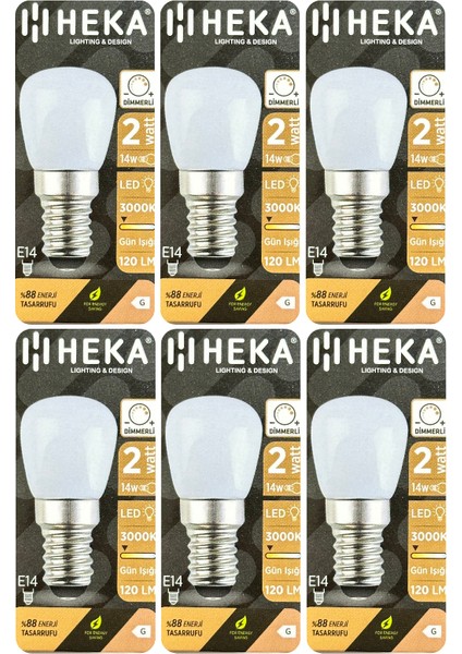(6 Adet) Heka 2W (14W) 3000K (Sarı Işık) E14 Duylu (Ince Duy) Dim Edilebilir Soft LED Mini Ampul