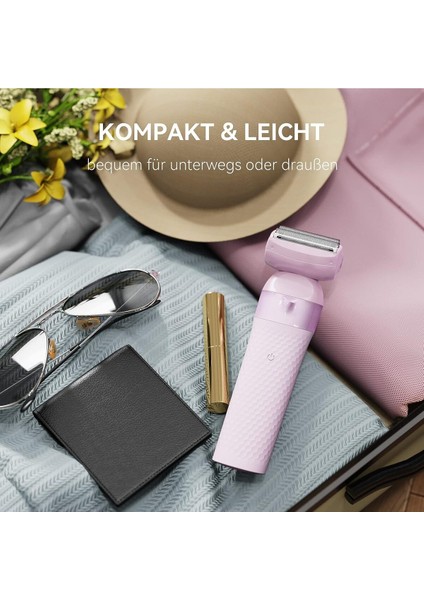 Kadın Tıraş Makinesi, LED Işıklı, Elektrikli, Pembe, Rahat Kullanım