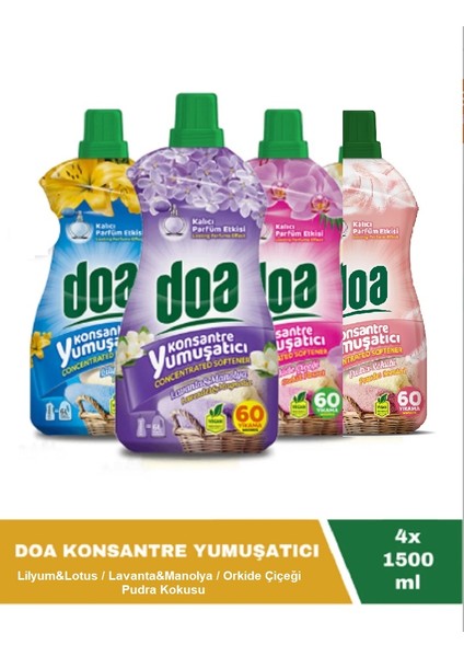 Konsantre Yumuşatıcı Seti 4 x 1500 ml 240 Yıkama