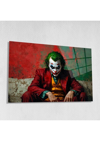 Joker Oturan Karanlık Stil Yatay Cam Tablo – Modern Pop Art Cam Üzeri Baskı Dekorasyon fiyatları