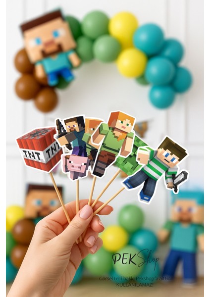Minecraft Kürdan Süsleri Lüks Büyük Boy 10LU Paket