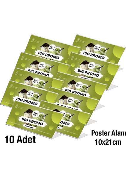 10 Adet 1/3 A4 (10X21) Masaüstü L Tipi Yatay Föylük - Masaüstü Menü ve Fiyatlık Standı -Broşürlük