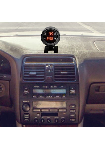Yuvarlak LED Dijital Araba Kamyon Su Sıcaklık Ölçer Sıcaklık Sensörü Temperatura Moto + Voltmetre Voltaj Ölçer 2'si 1 Arada B (Yurt Dışından) fırsatları