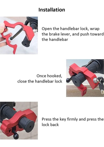 Motosiklet Kilidi, 2 Anahtarlı Gidon Kilidi, Motosiklet, Bisiklet, Atv, Scooter Için Hırsızlığa Karşı Motosiklet Fren Kilidi - Kırmızı (Yurt Dışından) indirimleri