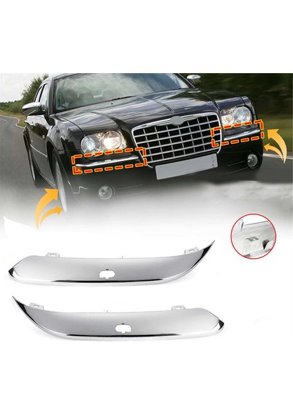Chrysler 300C 2005-2011 Için Delikli Ön Tampon Alt Krom Kaplama Şeridi Dekoratif Şerit Kapağı 04806124AA 04806125AA (Yurt Dışından) fiyatları